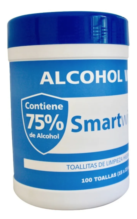 Pote Con 100 Toallitas Alcohol 75%,  - Reg Isp.
